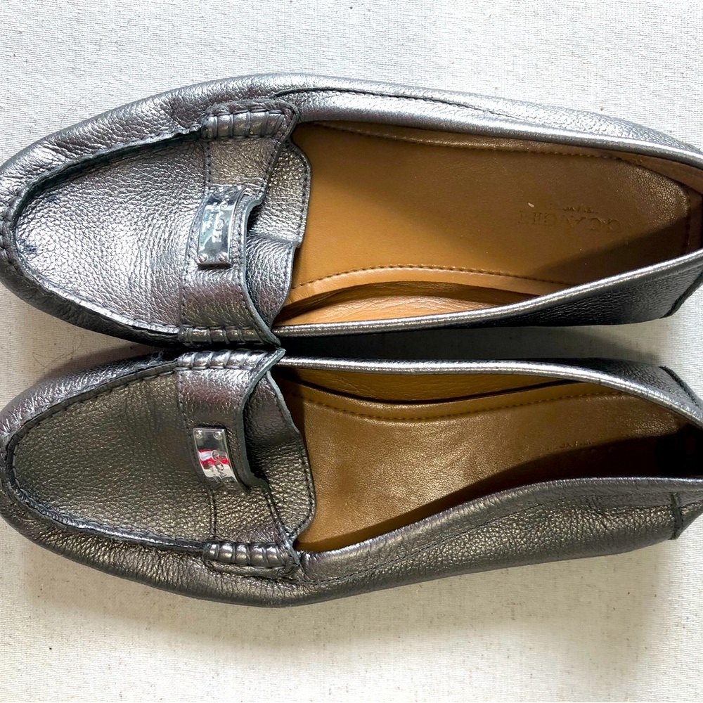 COACH Soft Leather Loafers - Pewter